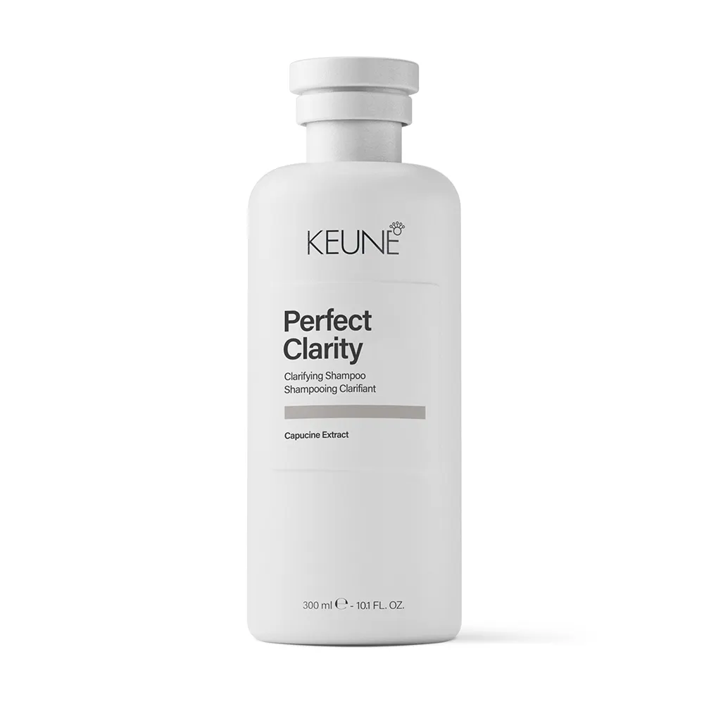 Frasco do Keune Perfect Clarity Shampoo de limpeza profunda 300 ml.